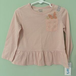 Carter's Pink Long Sleeve Peplum Top for Kids